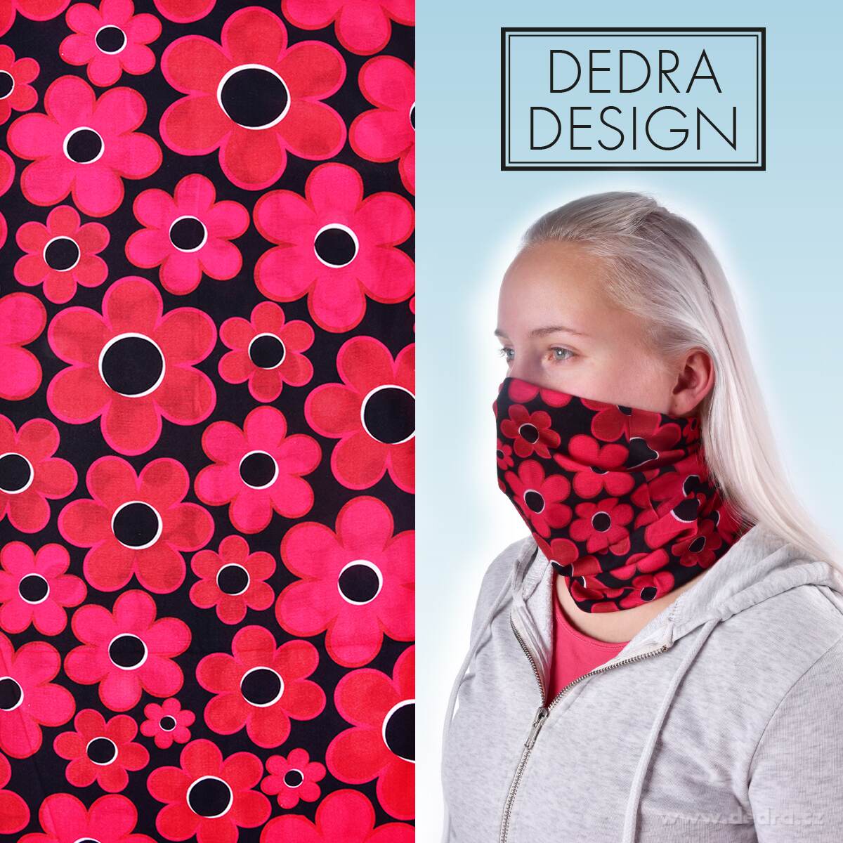 AIRFLEX, multifunkční šátek, pro sport & ochranu, univerzální velikost, DAISY, červený – náhled 3 | Grand Móda