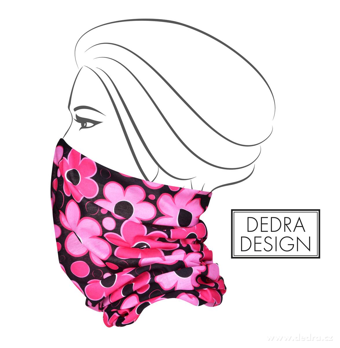 AIRFLEX, multifunkční šátek, pro sport & ochranu, univerzální velikost, DAISY, růžový