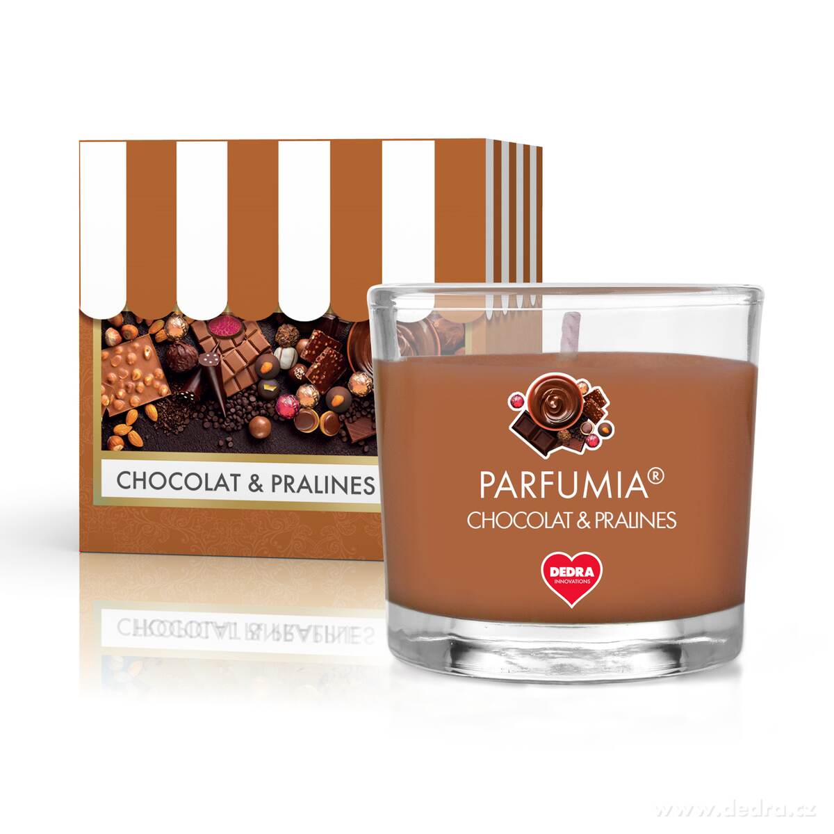 CHOCOLAT & PRALINES, votivní sójová svíčka, PARFUMIA®, 55 ml | Delicates | Grand Móda