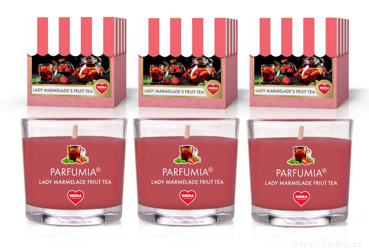 LADY MARMELADE, sada 3 votivních svíček, PARFUMIA®, 3×55 ml