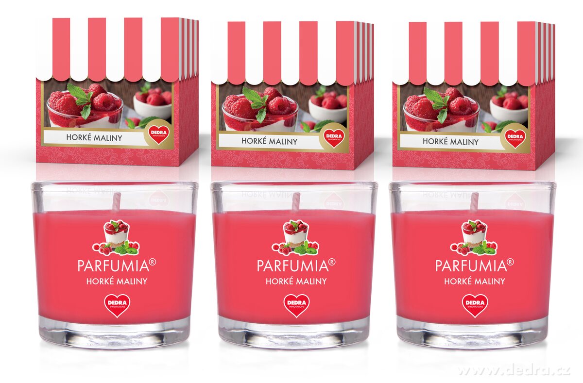 HORKÉ MALINY, sada 3 votivních svíček, PARFUMIA®, 3×55 ml