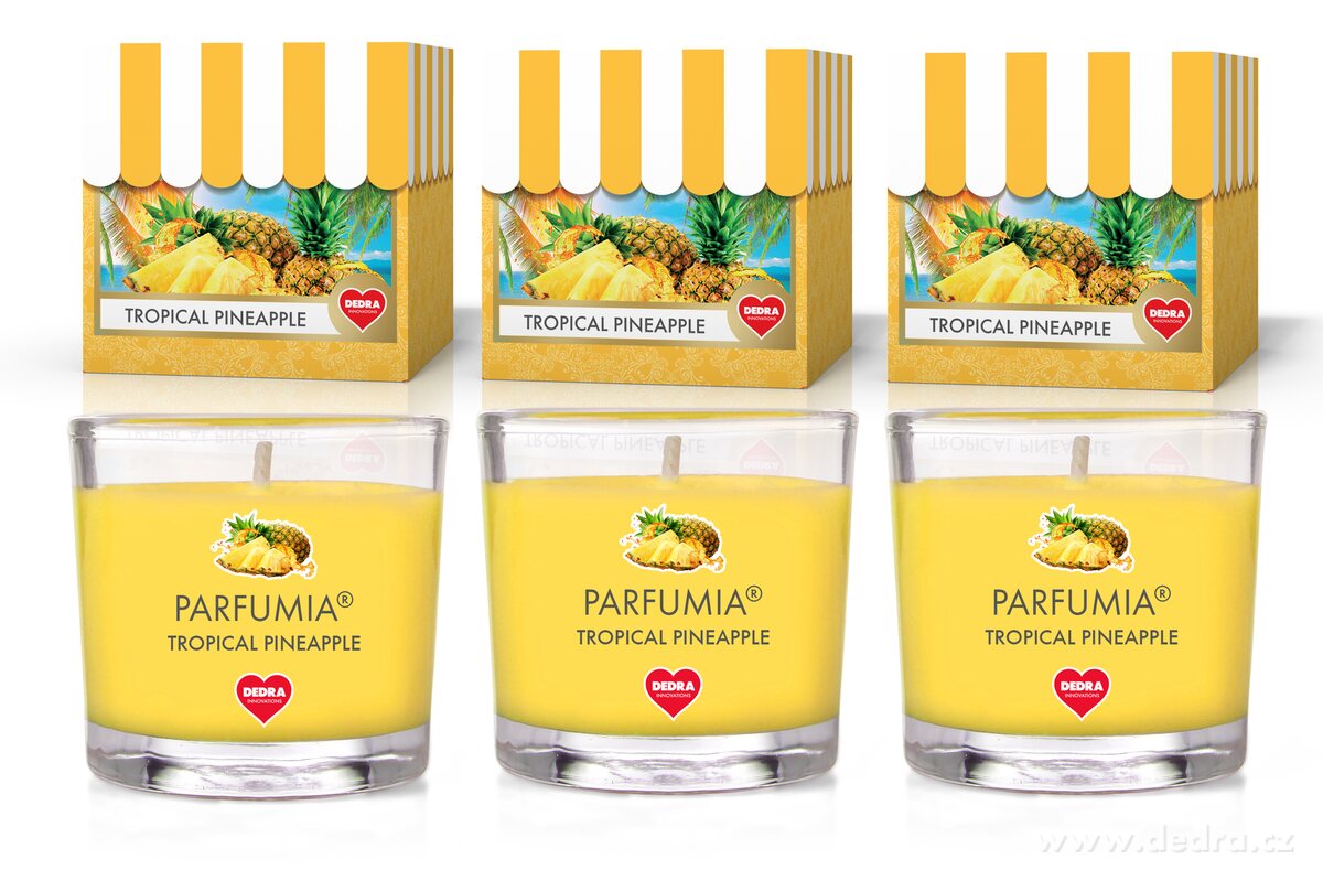 TROPICAL PINEAPPLE, sada 3 votivních svíček, PARFUMIA®, 3×55 ml