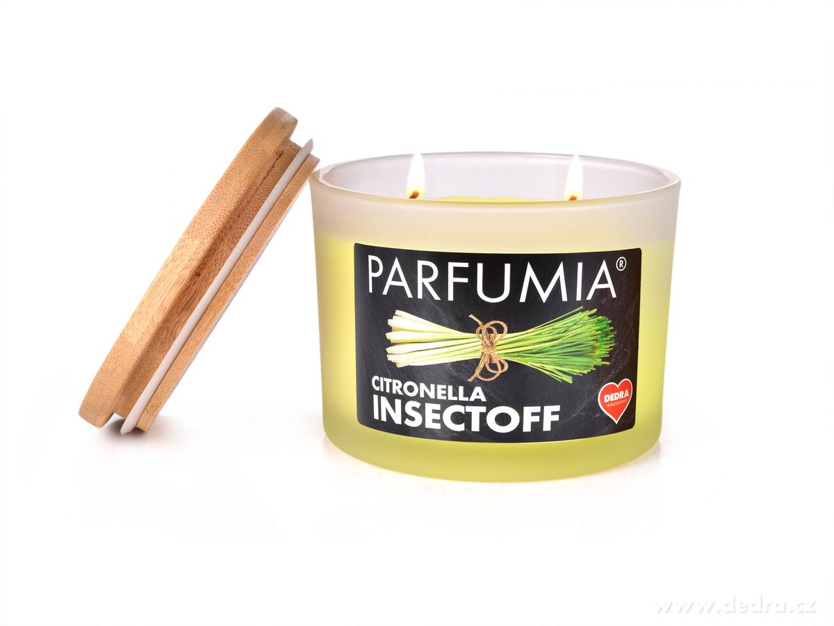 CITRONELLA INSECTOFF, venkovní sójová svíčka, 2 knoty, PARFUMIA®, 400 ml – náhled 2 | Grand Móda