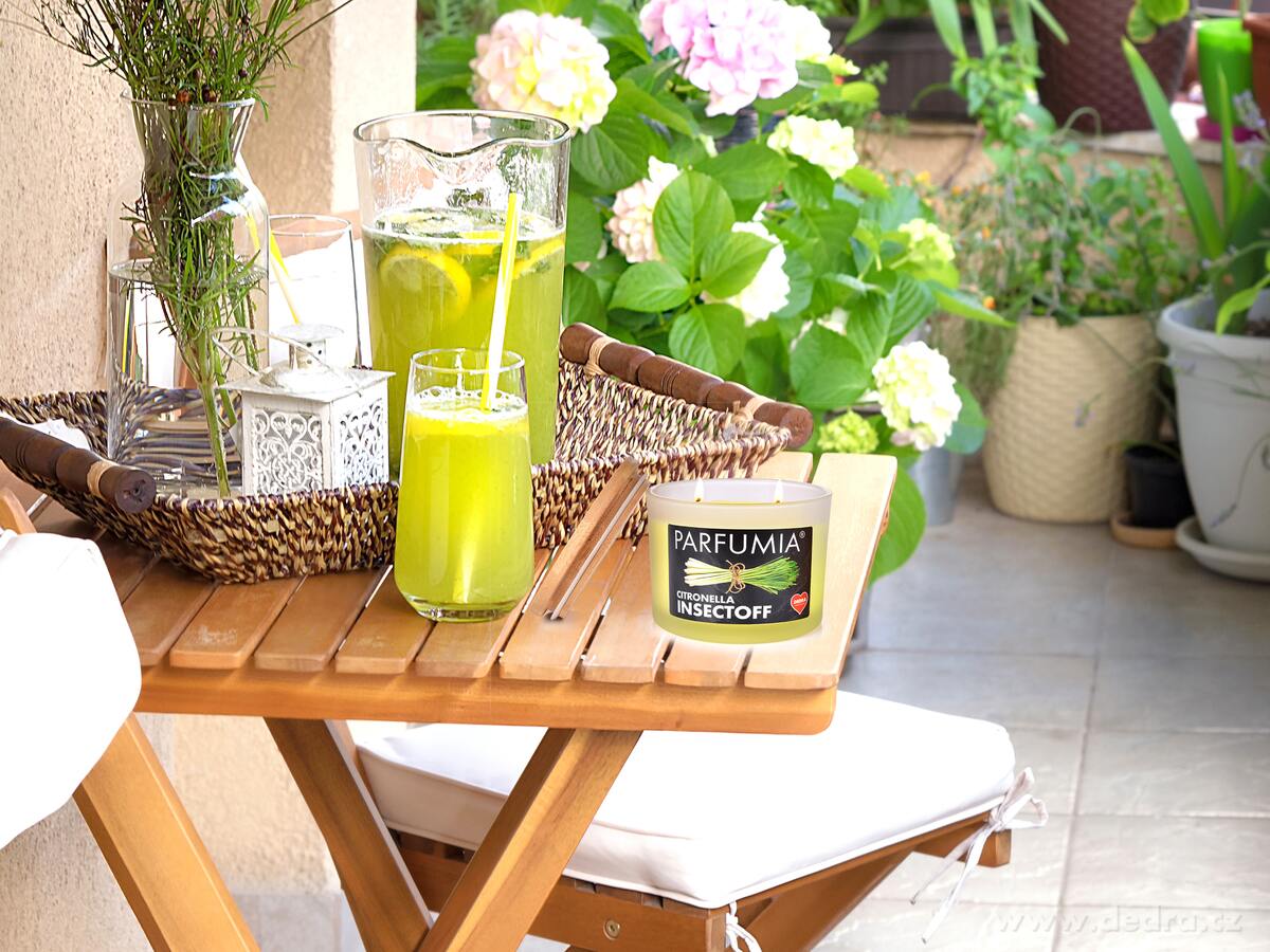CITRONELLA INSECTOFF, venkovní sójová svíčka, 2 knoty, PARFUMIA®, 400 ml – náhled 3 | Grand Móda