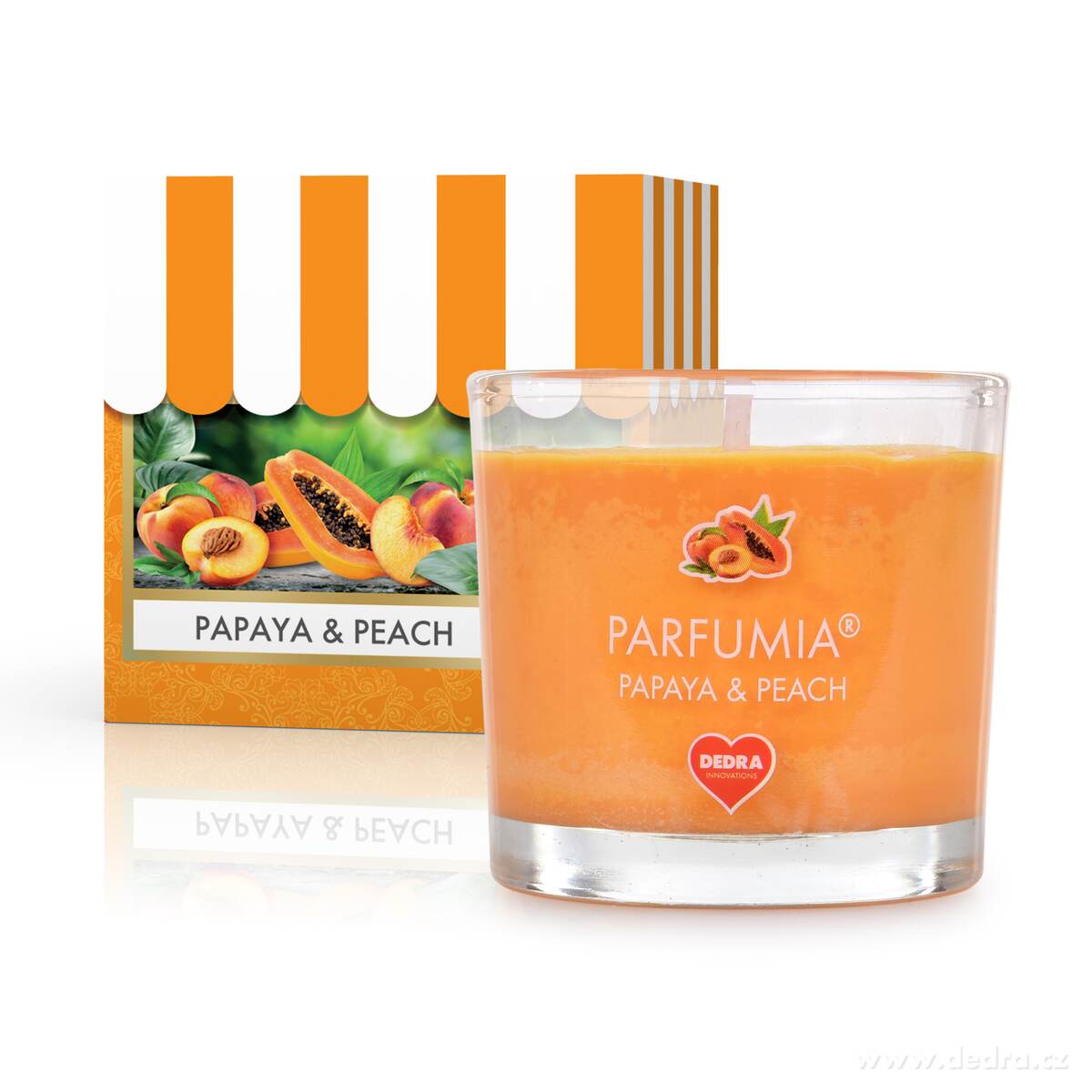 PAPAYA & PEACH, votivní sójová svíčka, PARFUMIA®, 55 ml | Delicates | Grand Móda