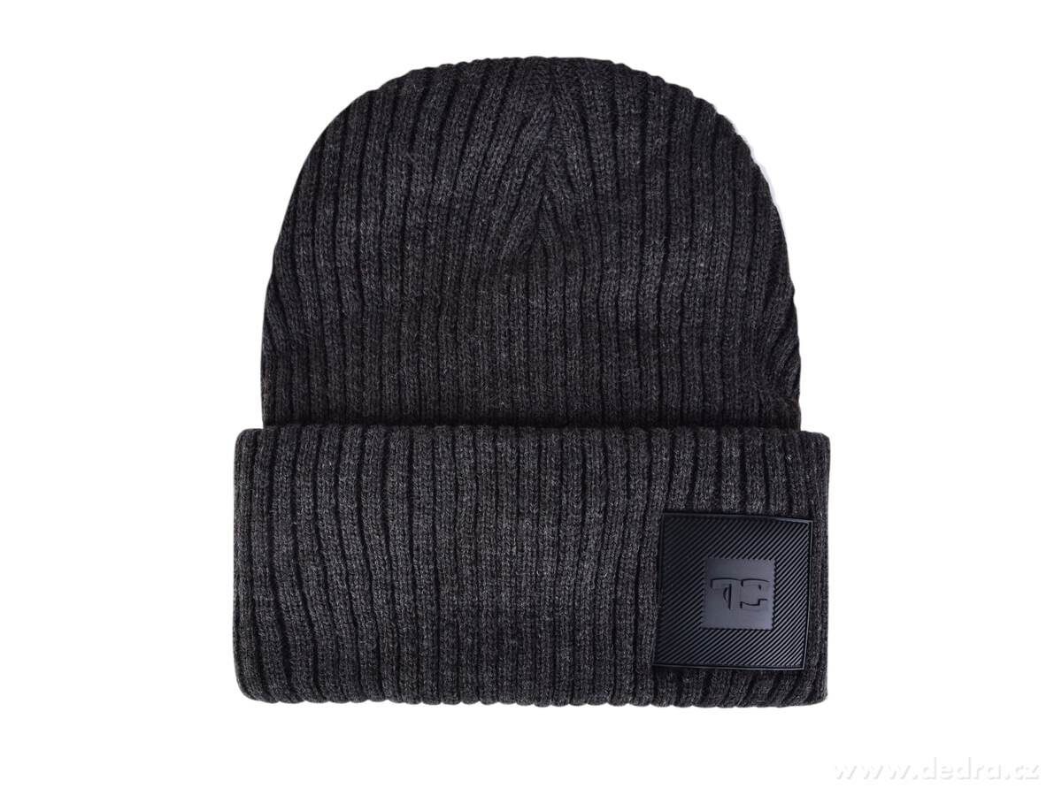 FC BLACK BADGE, antracitová pletená čepice s hřejivou měkkou podšívkou & logem | îepice, íály a rukavice | Grand Móda