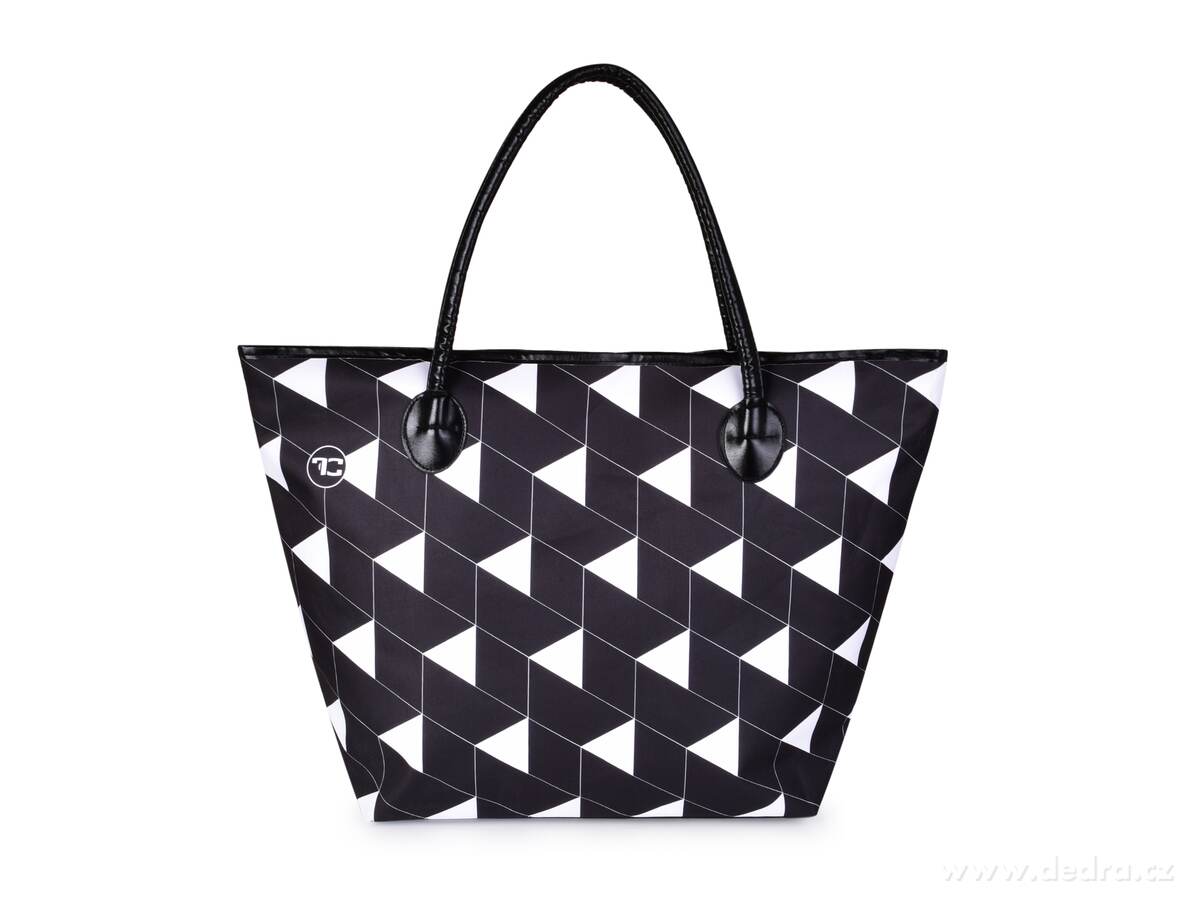 TRIANGLES, Velká textilní kabelka na zip, oboustranný motiv & vnitřní kapsa