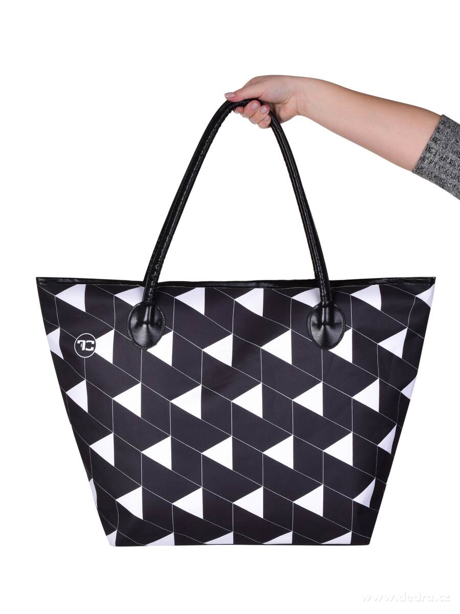 TRIANGLES, Velká textilní kabelka na zip, oboustranný motiv & vnitřní kapsa – náhled 5 | Grand Móda