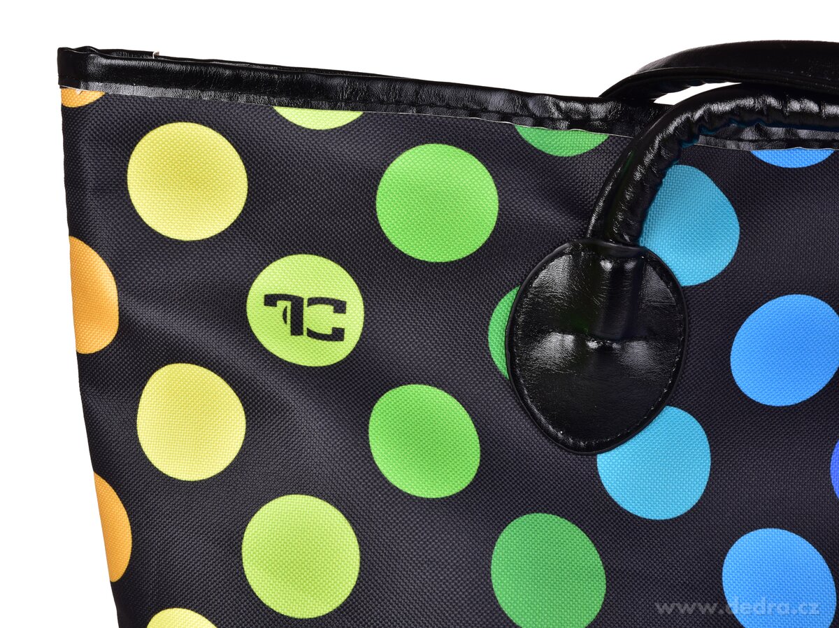 RAINBOW, Velká textilní kabelka na zip, oboustranný puntíkový motiv & vnitřní kapsa – náhled 6 | Grand Móda