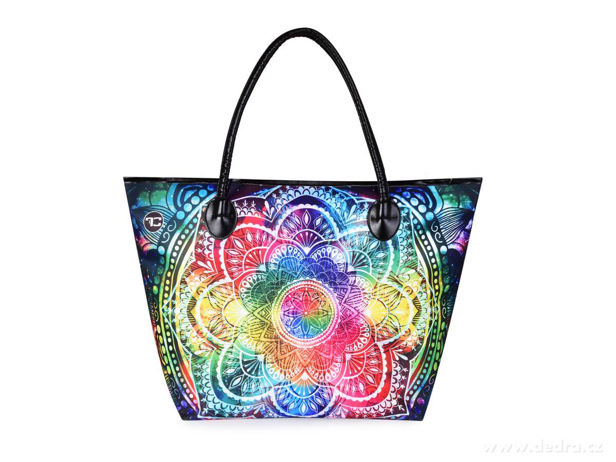 Velká textilní kabelka, taška na zip, oboustranný motiv, FC NAMASTÉ