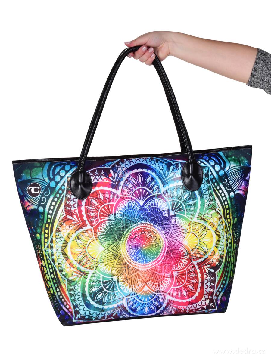 Velká textilní kabelka, taška na zip, oboustranný motiv, FC NAMASTÉ – náhled 4 | Grand Móda