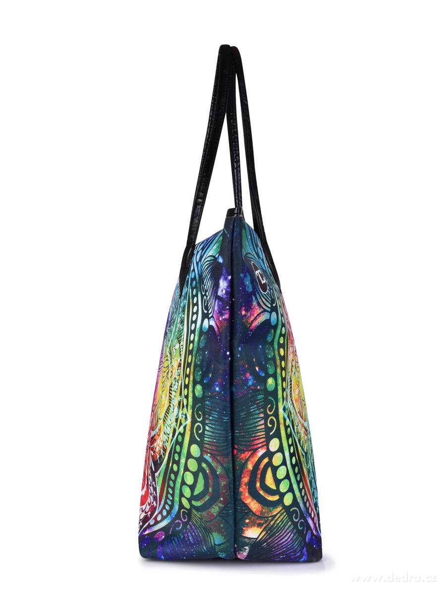 Velká textilní kabelka, taška na zip, oboustranný motiv, FC NAMASTÉ – náhled 5 | Grand Móda