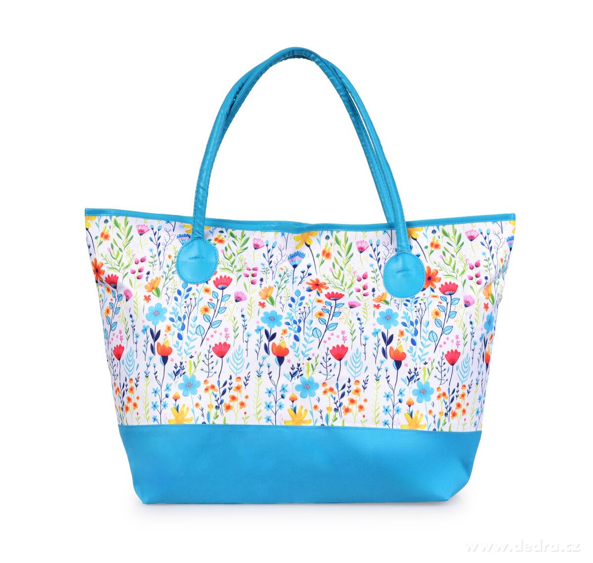 FLOWERS, Velká textilní kabelka na zip, oboustranný květinový motiv & vnitřní kapsa