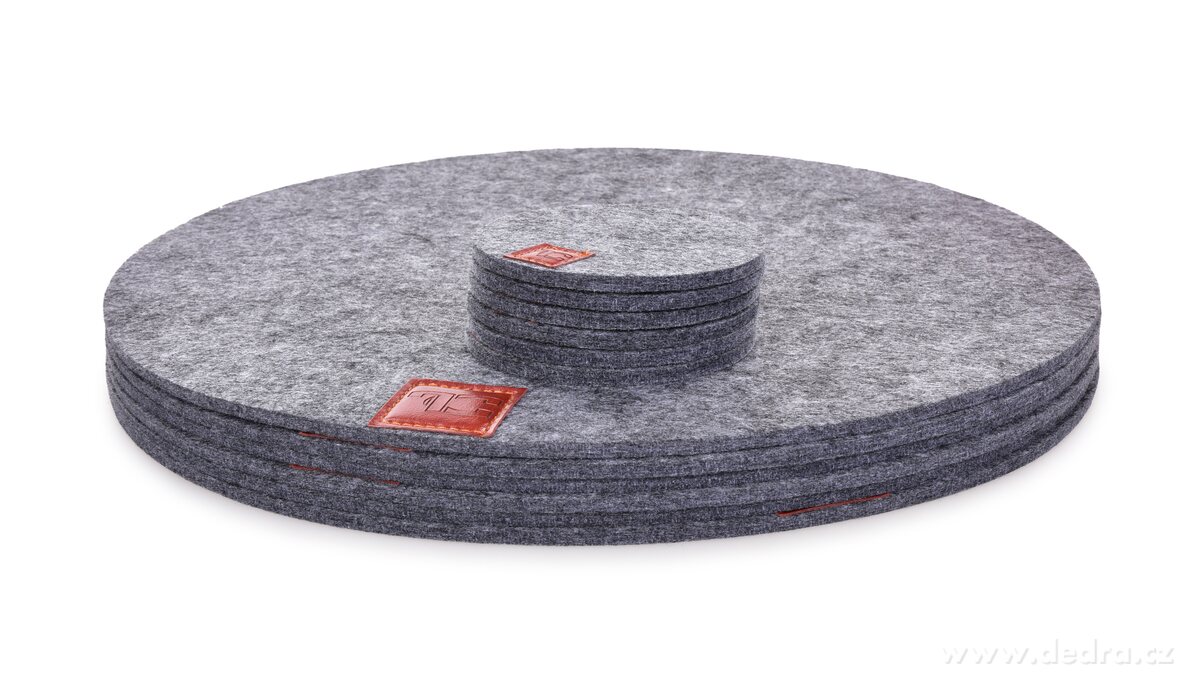 GoEco®, sada 12 ks kulatých prostírání z plsti (filcu), podložky pod talíře z měkkého materiálu