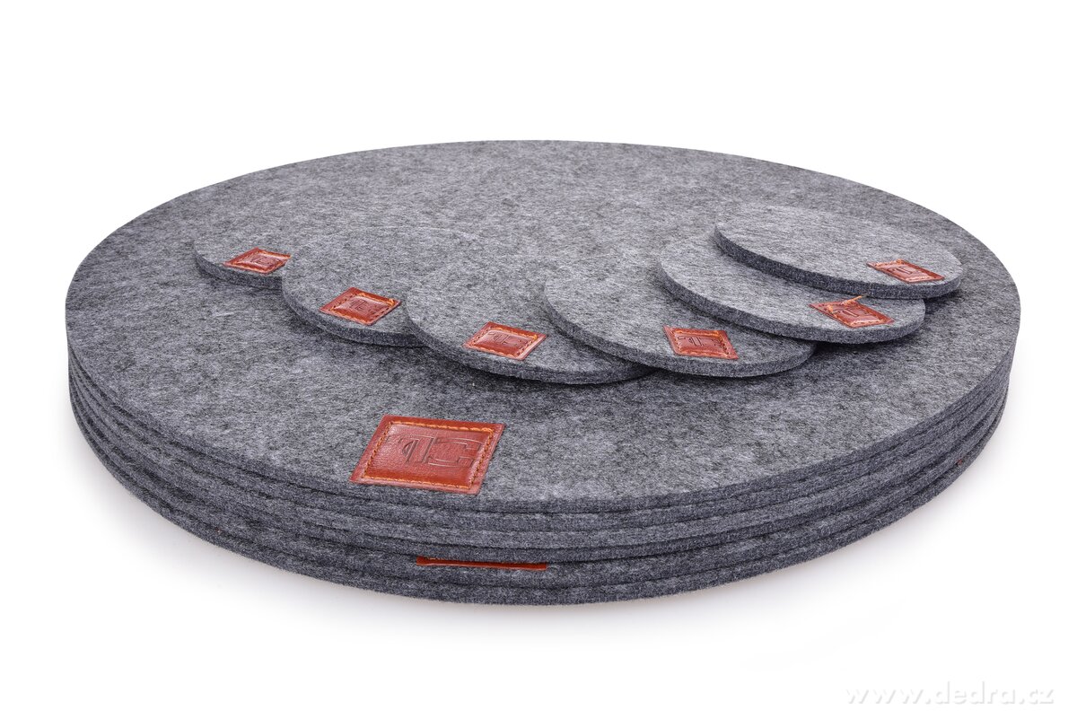 GoEco®, sada 12 ks kulatých prostírání z plsti (filcu), podložky pod talíře z měkkého materiálu – náhled 2 | Grand Móda