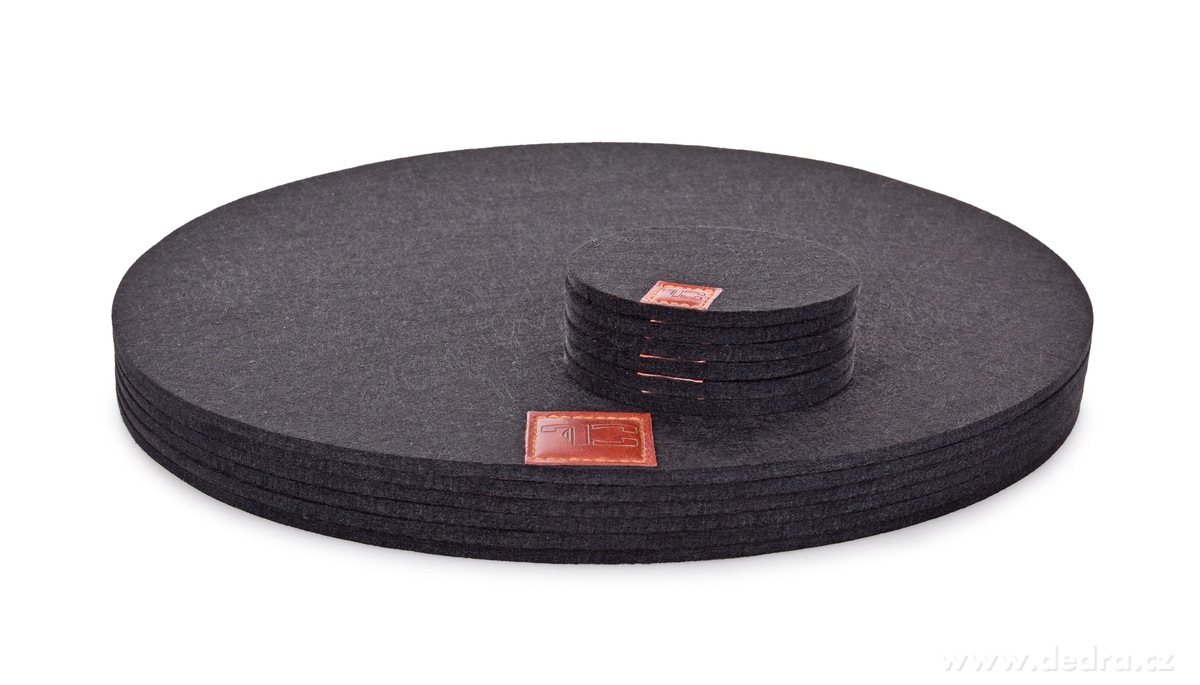 GoEco®, sada 12 ks kulatých prostírání z plsti (filcu), podložky pod talíře z měkkého materiálu