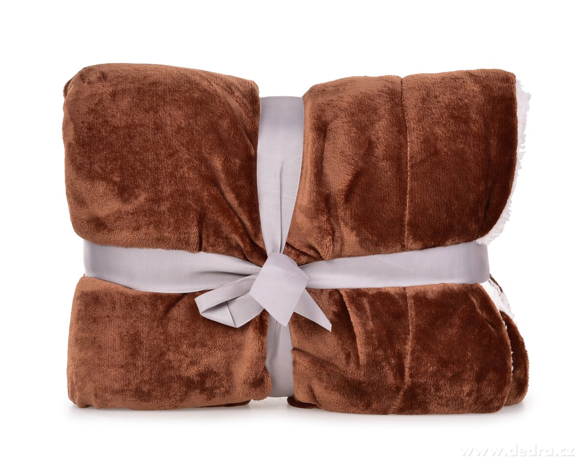 LAGOON DREAM, dvouvrstvá luxusní přikrývka 150 × 200 cm, LAGOON VELVET & hebká imitace beránka, čokoládová – náhled 2 | Grand Móda