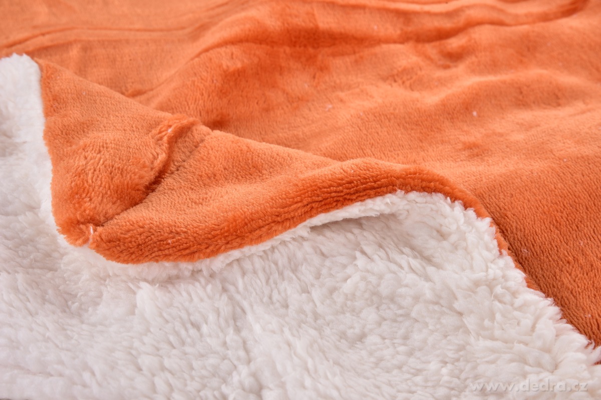 LAGOON DREAM, dvouvrstvá luxusní přikrývka 150 × 200 cm, LAGOON VELVET & hebká imitace beránka, lososvá – náhled 2 | Grand Móda