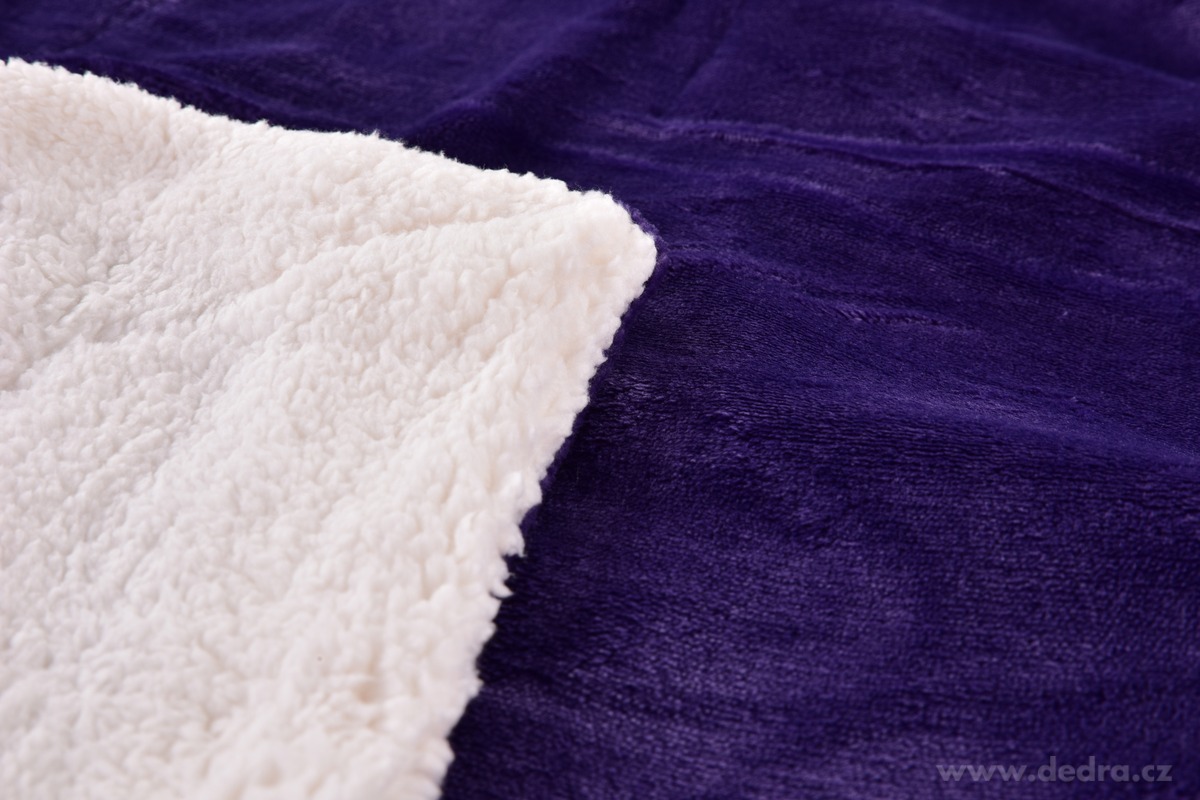 LAGOON DREAM, dvouvrstvá luxusní přikrývka 150 × 200 cm, LAGOON VELVET & hebká imitace beránka, fialová | Deky a přehozy | Grand Móda