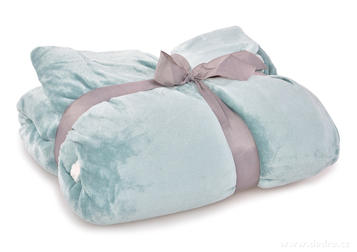 LAGOON DREAM, dvouvrstvá luxusní přikrývka 150 × 200 cm, LAGOON VELVET & hebká imitace beránka, tyrkysová – náhled 3 | Grand Móda