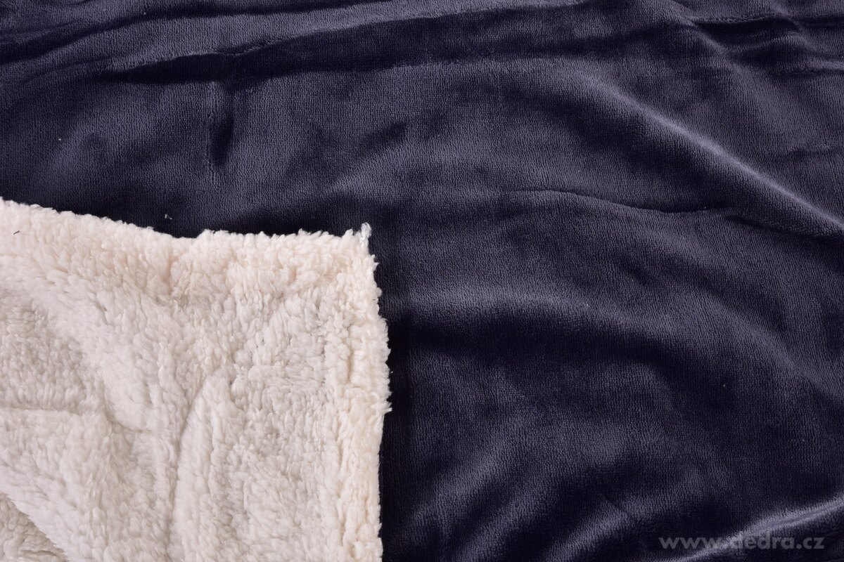 LAGOON DREAM, dvouvrstvá luxusní přikrývka 150 × 200 cm, LAGOON VELVET & hebká imitace beránka, šedomodrá | Deky a přehozy | Grand Móda