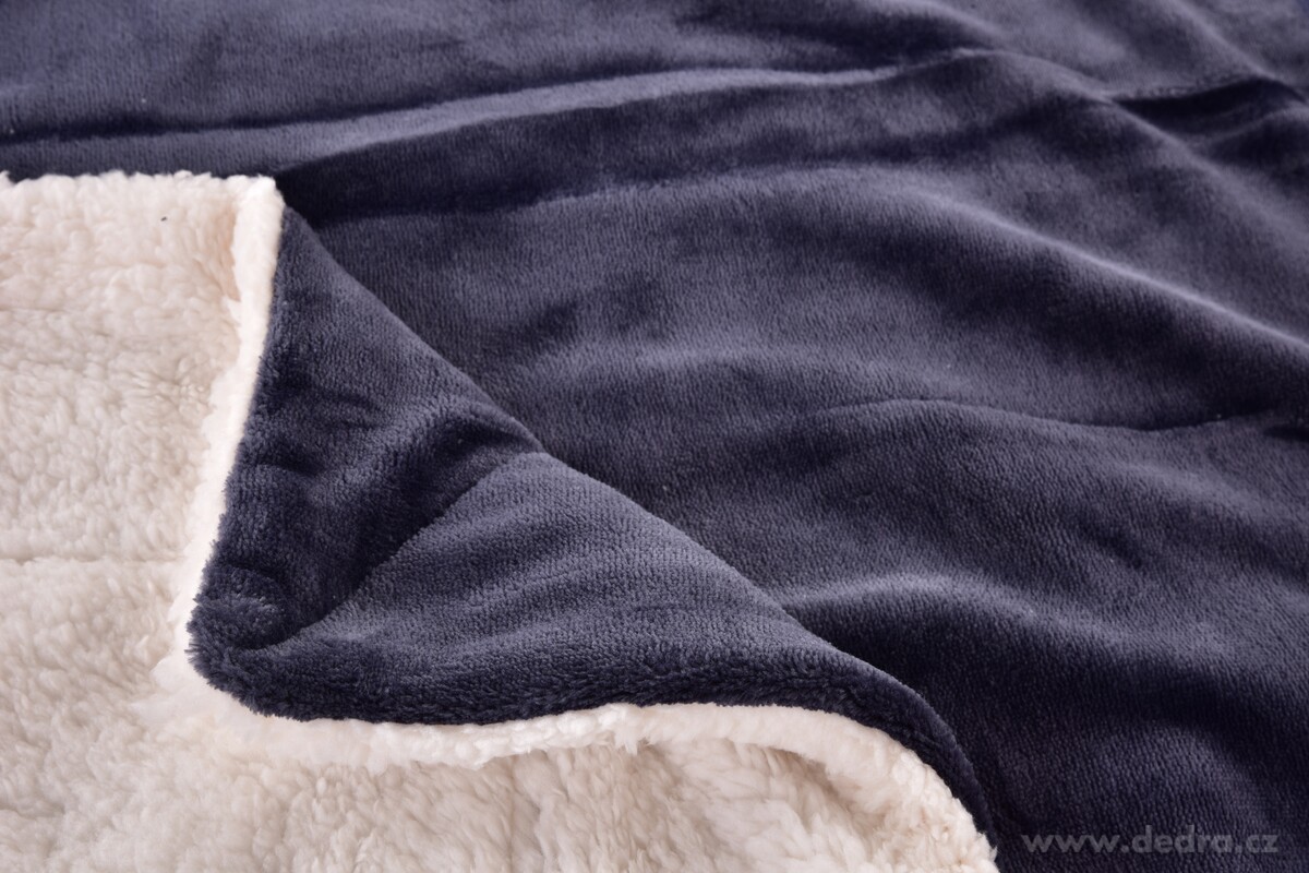 LAGOON DREAM, dvouvrstvá luxusní přikrývka 150 × 200 cm, LAGOON VELVET & hebká imitace beránka, šedomodrá – náhled 2 | Grand Móda