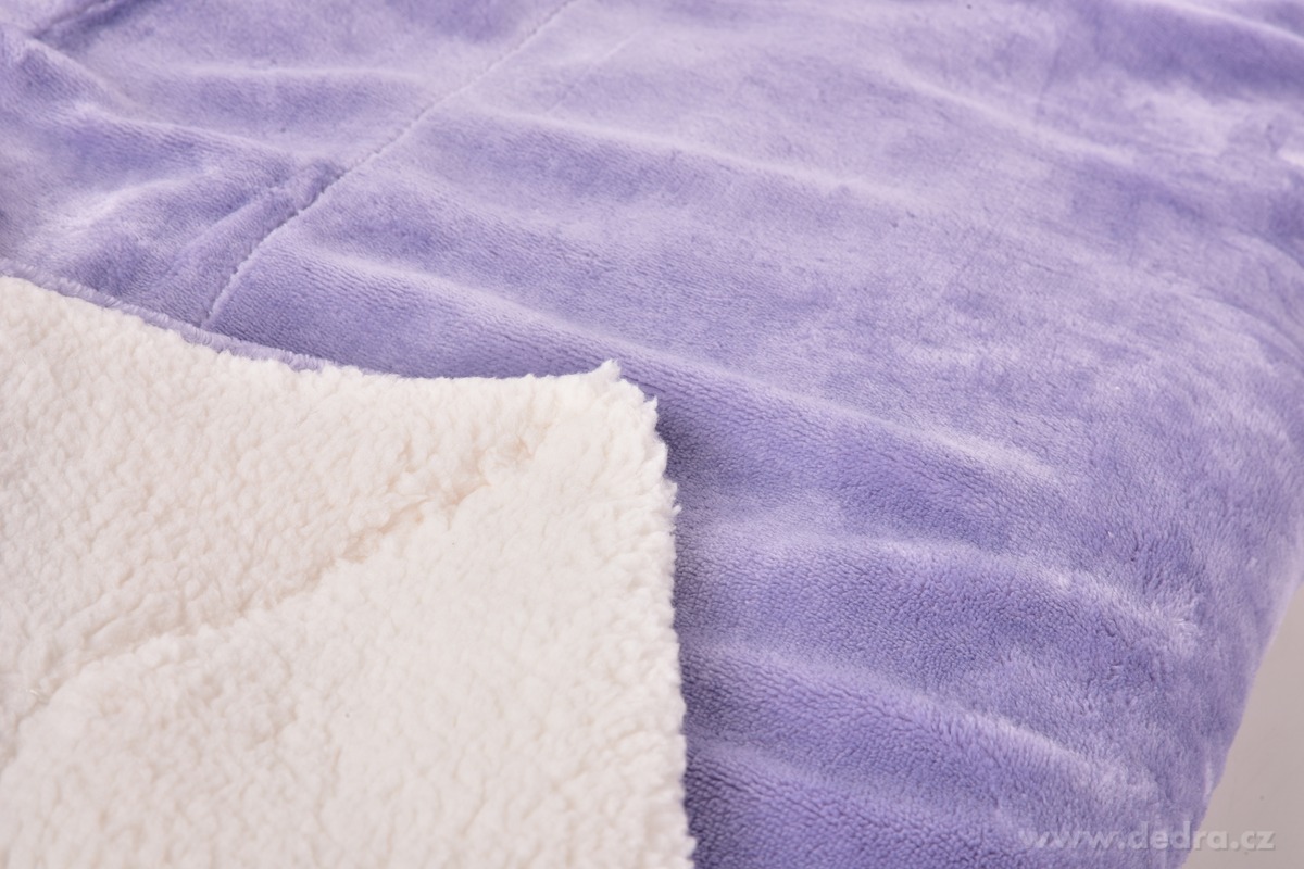 LAGOON DREAM, dvouvrstvá luxusní přikrývka 150 × 200 cm, LAGOON VELVET & hebká imitace beránka, šeříková