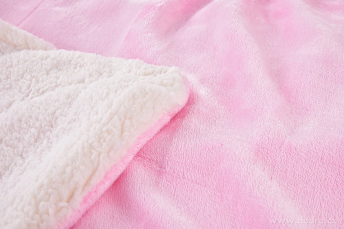 LAGOON DREAM, dvouvrstvá luxusní přikrývka 150 × 200 cm, LAGOON VELVET & hebká imitace beránka, světle růžová | Deky a přehozy | Grand Móda