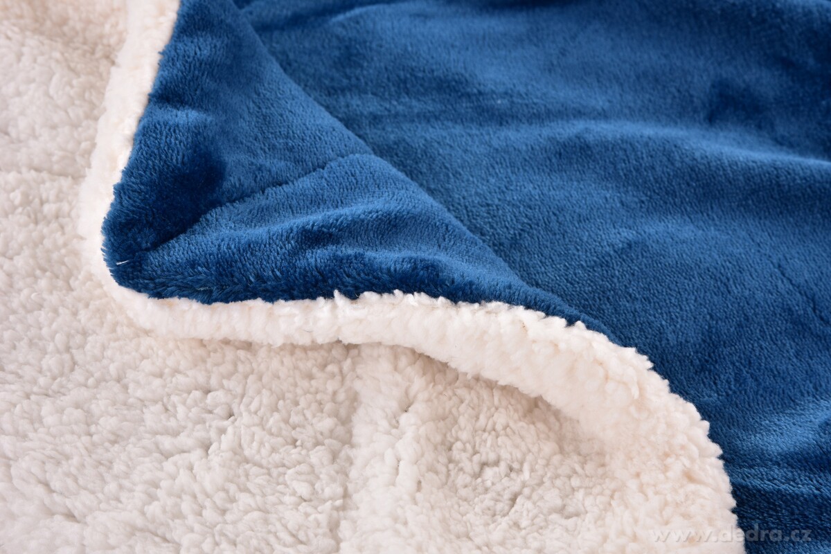 LAGOON DREAM, dvouvrstvá luxusní přikrývka 150 × 200 cm, LAGOON VELVET & hebká imitace beránka, petrolejová – náhled 2 | Grand Móda