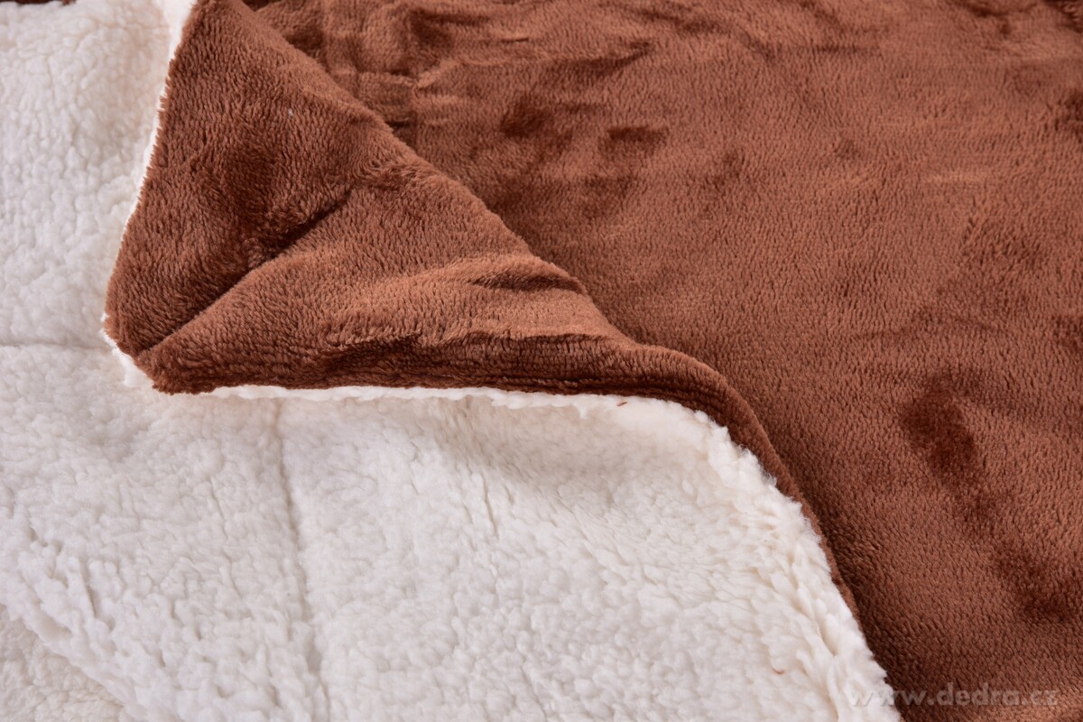 LAGOON DREAM, dvouvrstvá luxusní přikrývka 150 × 200 cm, LAGOON VELVET & hebká imitace beránka, hnědá – náhled 2 | Grand Móda