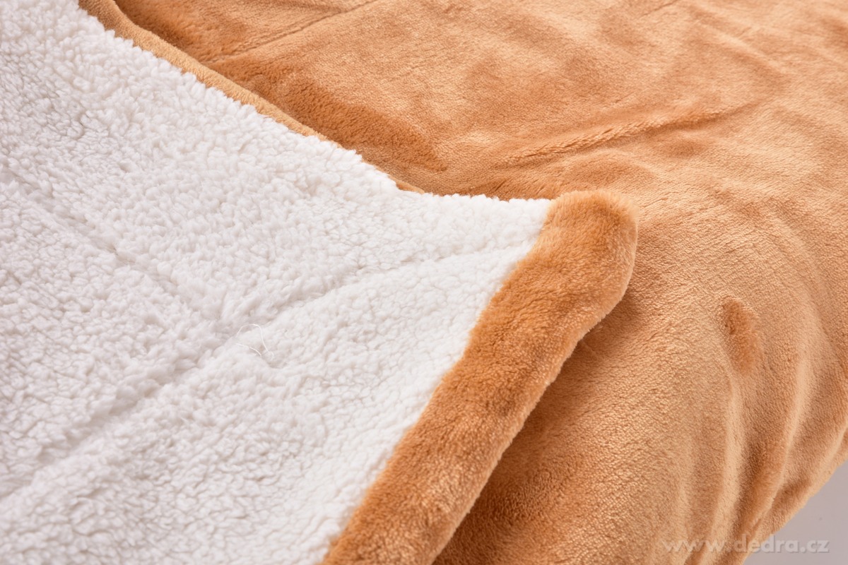 LAGOON DREAM, dvouvrstvá luxusní přikrývka 150 × 200 cm, LAGOON VELVET & hebká imitace beránka, cappuccino | Deky a přehozy | Grand Móda