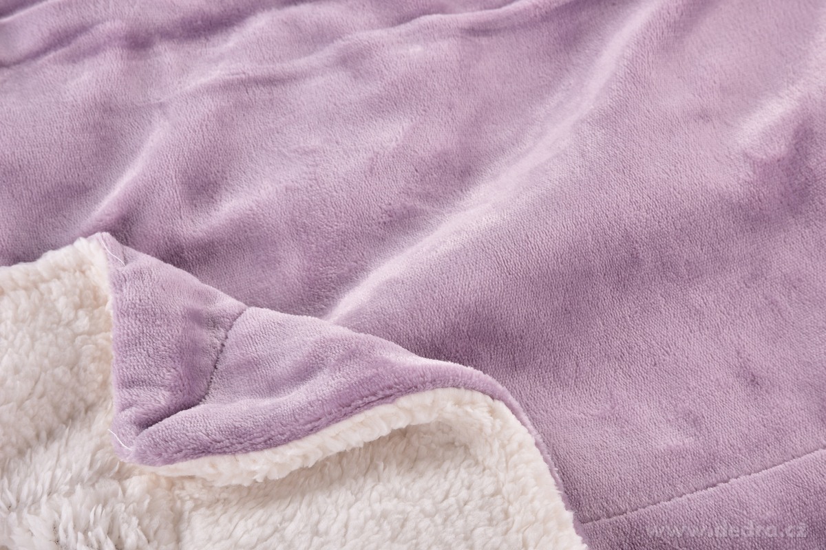LAGOON DREAM, dvouvrstvá luxusní přikrývka 150 × 200 cm, LAGOON VELVET & hebká imitace beránka, světle fialová – náhled 2 | Grand Móda