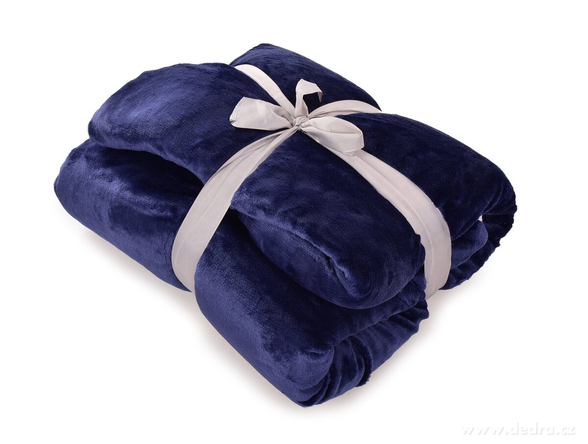 LAGOON DREAM, dvouvrstvá luxusní přikrývka 150 × 200 cm, LAGOON VELVET & hebká imitace beránka, tmavě modrá – náhled 3 | Grand Móda