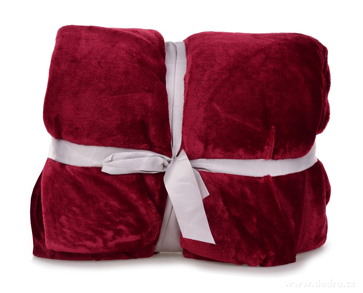 LAGOON DREAM, dvouvrstvá luxusní přikrývka 150 × 200 cm, LAGOON VELVET & hebká imitace beránka, vínová – náhled 2 | Grand Móda