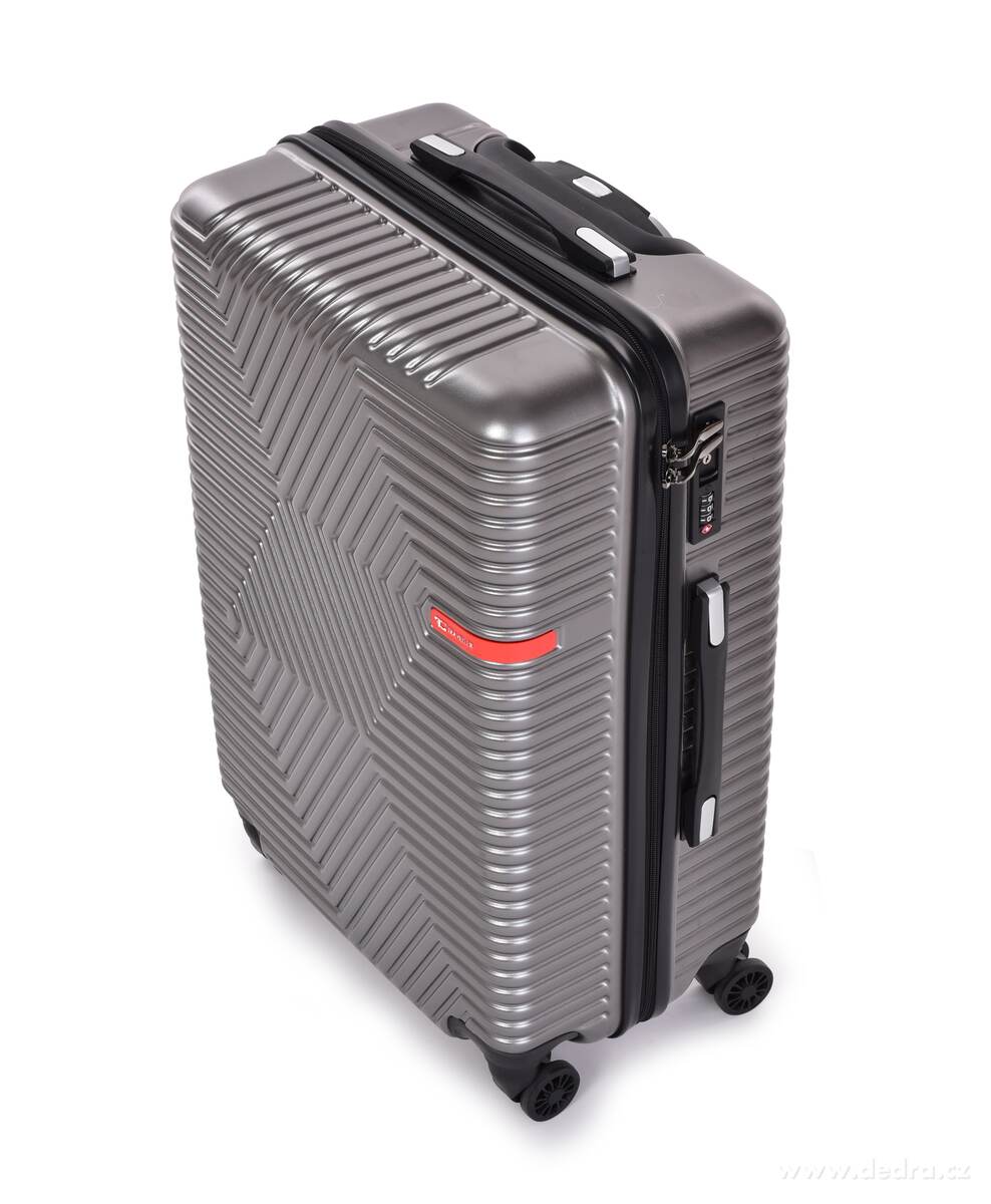 FC TRAVELLER, střední cestovní kufr 66 cm, 4 kolečka 360°, TSA zámek & výsuvná rukojeť, platinový