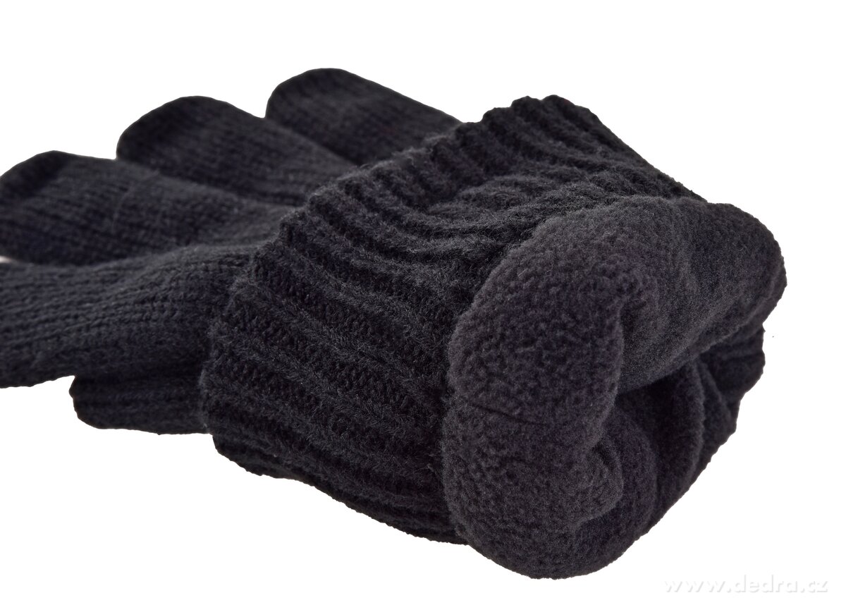 FC BLACK BADGE | ─Źern├ę zimn├ş pleten├ę rukavice s m─Ťkkou h┼Öejivou pod┼í├şvkou - obr├ízek 2 | ─îepice, ┼í├íly a rukavice | Grand M├│da