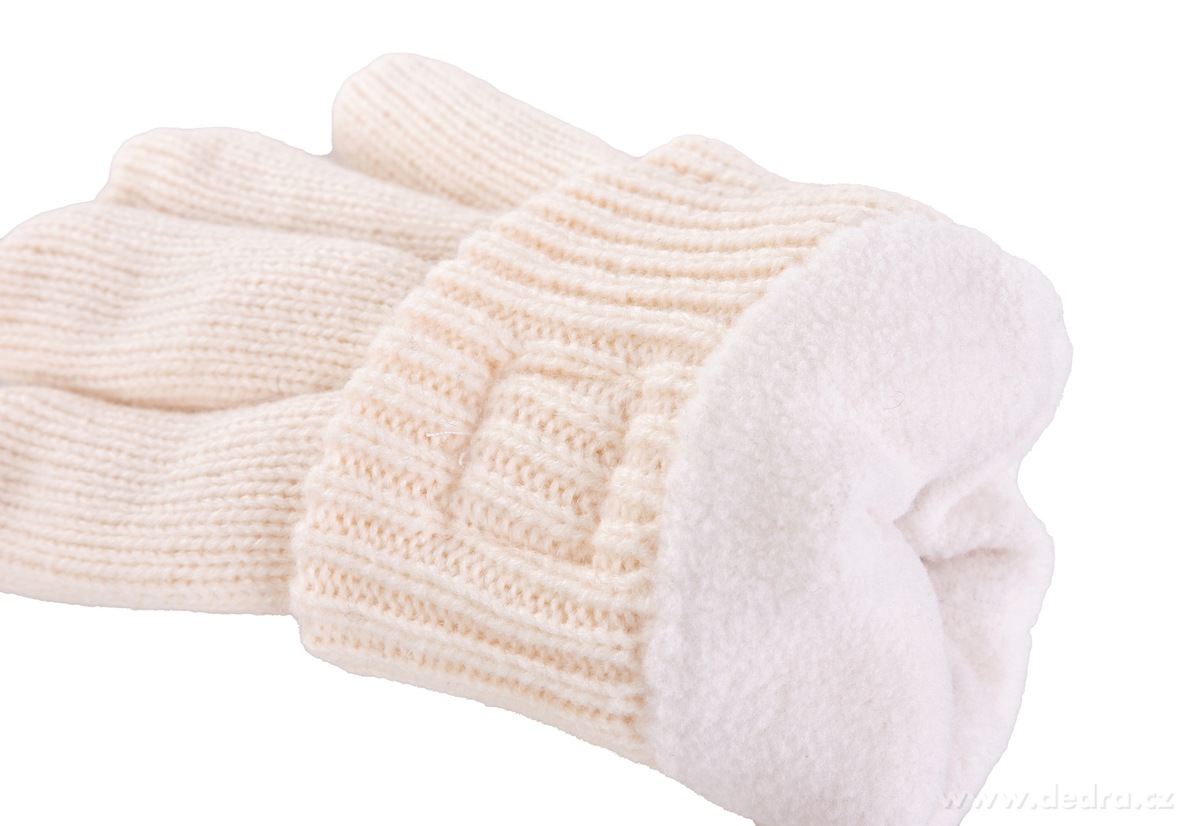 FC WHITE BADGE | smetanov├ę zimn├ş pleten├ę rukavice s h┼Öejivou m─Ťkkou pod┼í├şvkou - obr├ízek 2 | ─îepice, ┼í├íly a rukavice | Grand M├│da