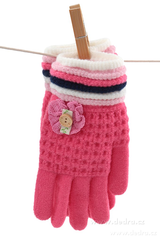 Prstové rukavice, pletené, růžové – náhled 2 | Grand Móda