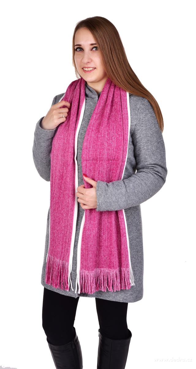 Hebký pletený šál s bílým okrajem | îepice, íály a rukavice | Grand Móda