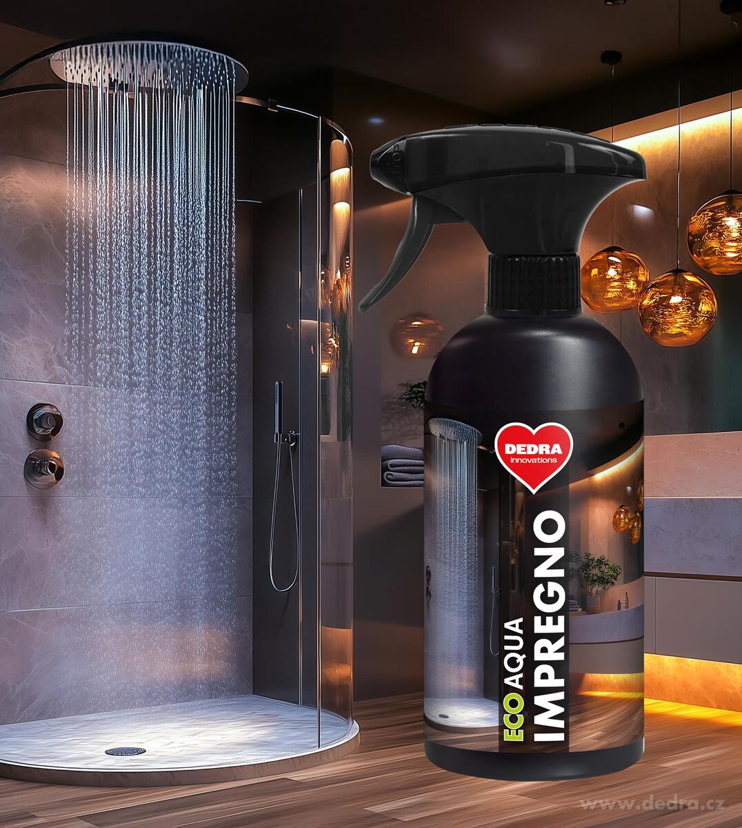 Impregnace sprchov├ęho koutu, skel & zrcadel proti vod─Ť & zaml┼żov├ín├ş | ECO AQUA IMPREGNO | 500 ml - obr├ízek 2 | Okna, skla a zrcadla | Grand M├│da