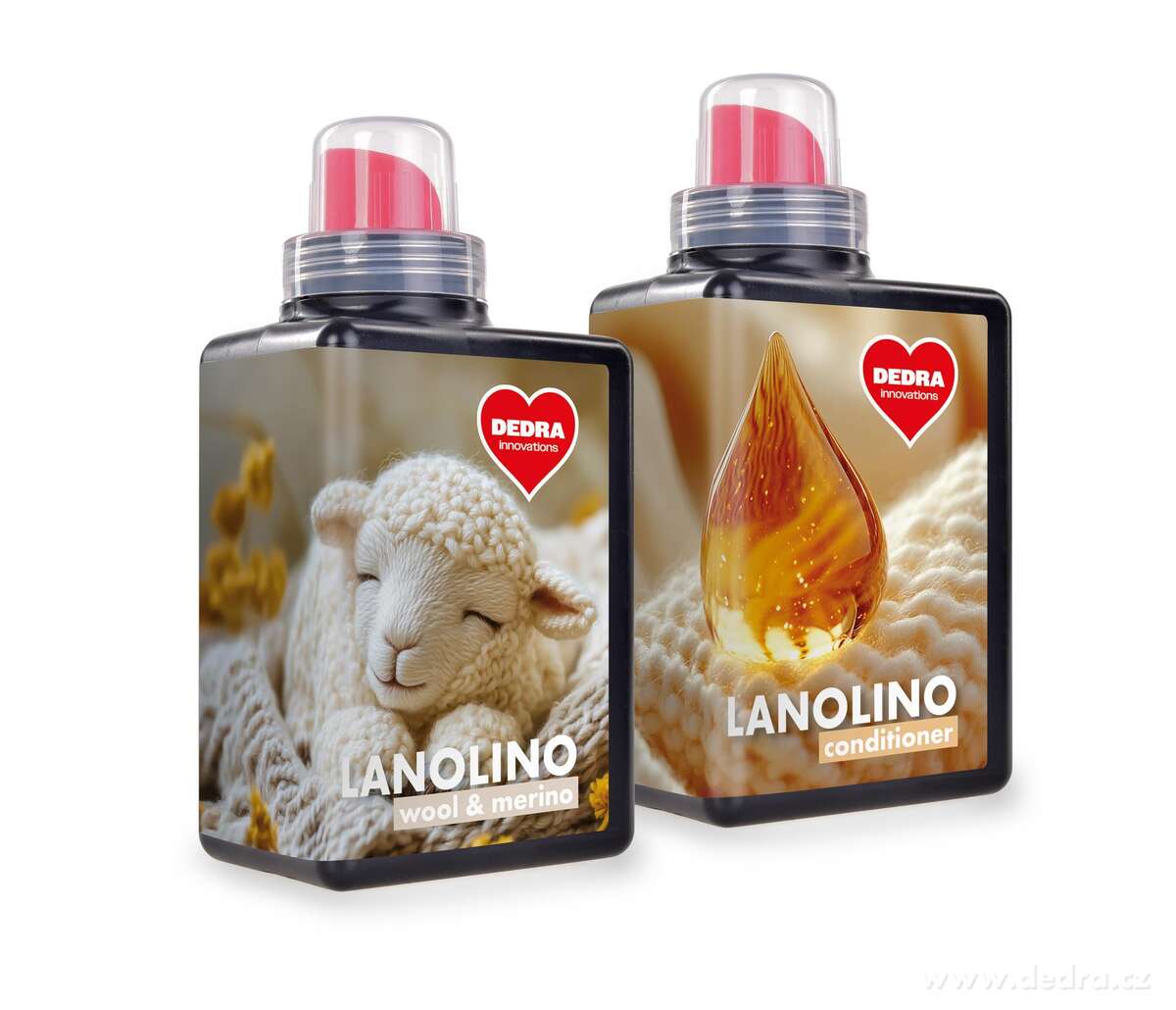 LANOLINO, sada 1+1, prací gel + kondicionér na vlnu & jemné prádlo, WOOL & MERINO, 2×500 ml